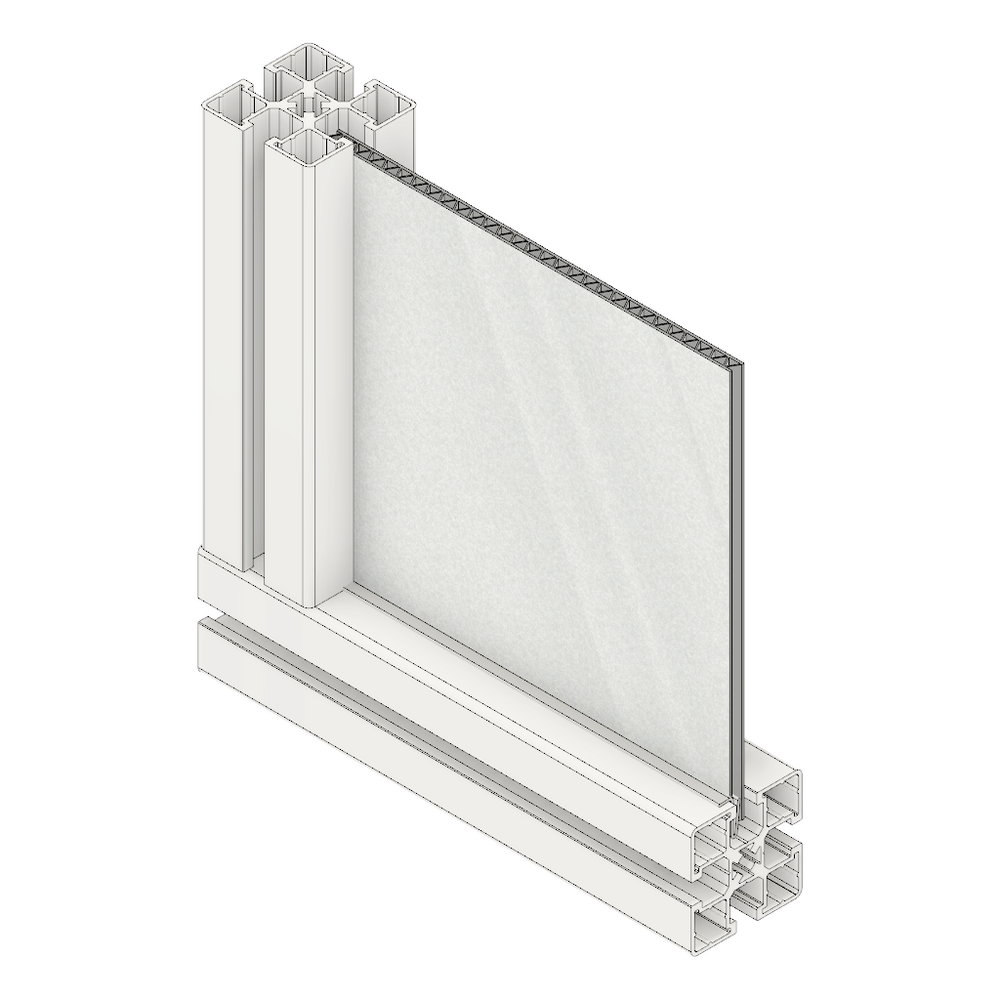 63-300-0 MODULAR SOLUTIONS PANELING<br>ALUMINUM PANEL WITH A CORRUGATED PLASTIC CORE 6MM SILVER (4' X 8')